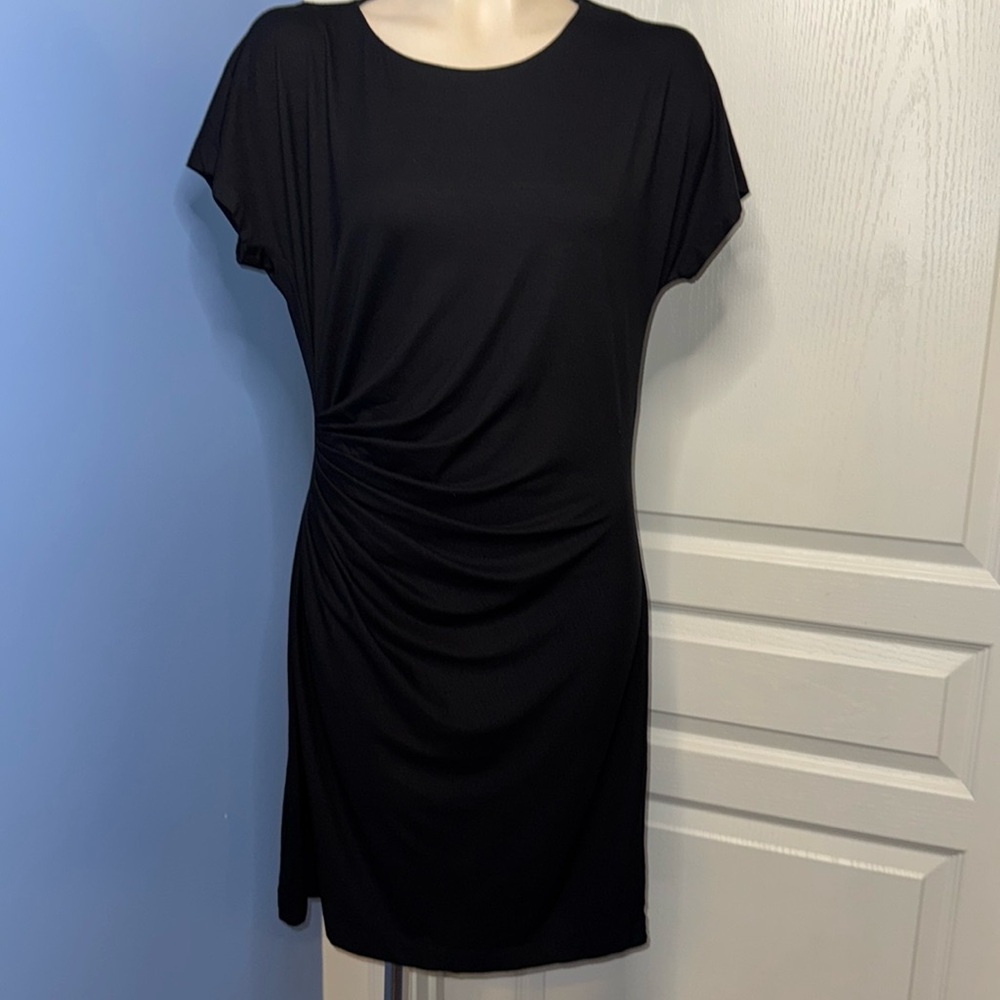 Diane Von Furstenberg Rouched side Black Mini Dress size Large